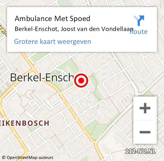 Locatie op kaart van de 112 melding: Ambulance Met Spoed Naar Berkel-Enschot, Joost van den Vondellaan op 4 januari 2019 20:29