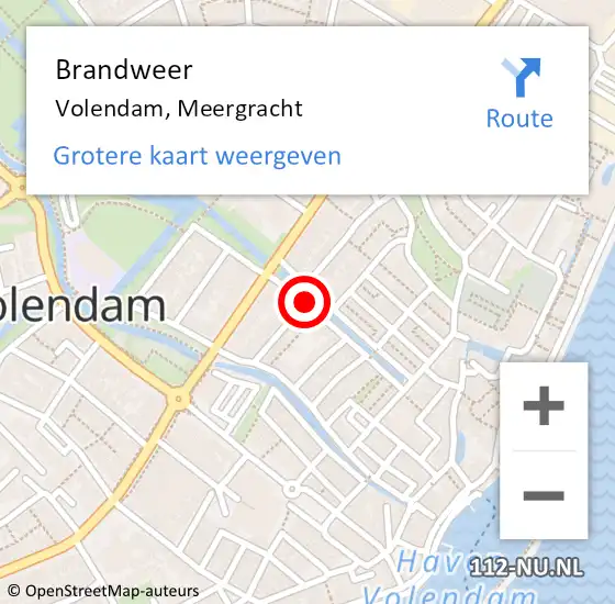 Locatie op kaart van de 112 melding: Brandweer Volendam, Meergracht op 4 januari 2019 23:02