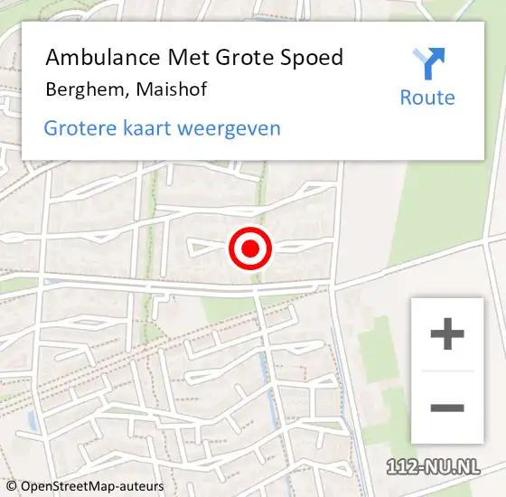 Locatie op kaart van de 112 melding: Ambulance Met Grote Spoed Naar Berghem, Maishof op 4 januari 2019 23:26