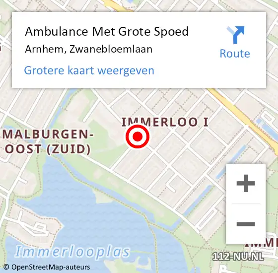 Locatie op kaart van de 112 melding: Ambulance Met Grote Spoed Naar Arnhem, Zwanebloemlaan op 4 januari 2019 23:42