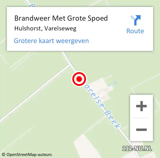 Locatie op kaart van de 112 melding: Brandweer Met Grote Spoed Naar Hulshorst, Varelseweg op 4 januari 2019 23:45