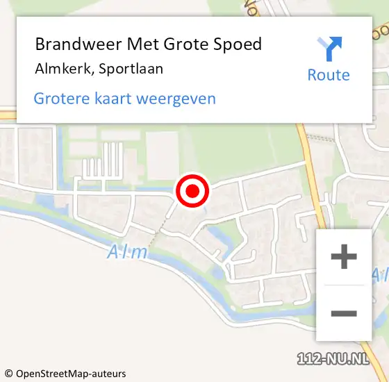 Locatie op kaart van de 112 melding: Brandweer Met Grote Spoed Naar Almkerk, Sportlaan op 5 januari 2019 02:15