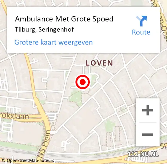 Locatie op kaart van de 112 melding: Ambulance Met Grote Spoed Naar Tilburg, Seringenhof op 5 januari 2019 03:21