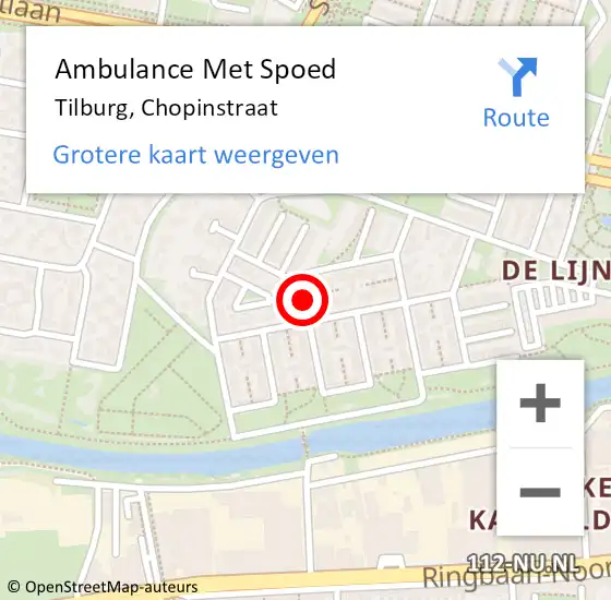Locatie op kaart van de 112 melding: Ambulance Met Spoed Naar Tilburg, Chopinstraat op 5 januari 2019 05:00