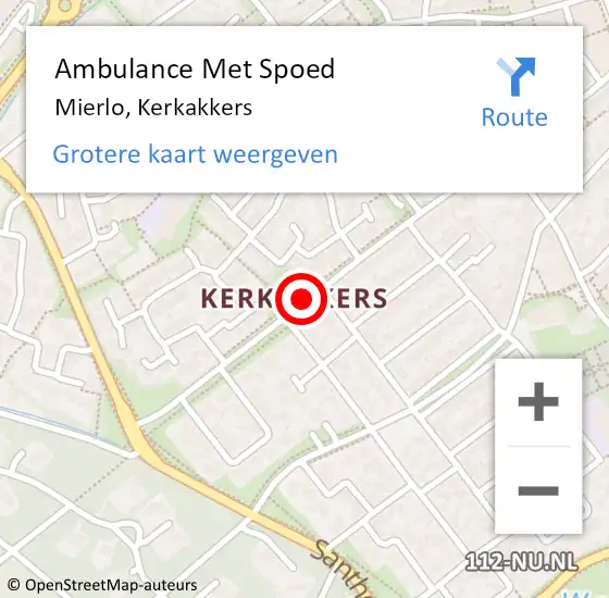 Locatie op kaart van de 112 melding: Ambulance Met Spoed Naar Mierlo, Kerkakkers op 5 januari 2019 05:38