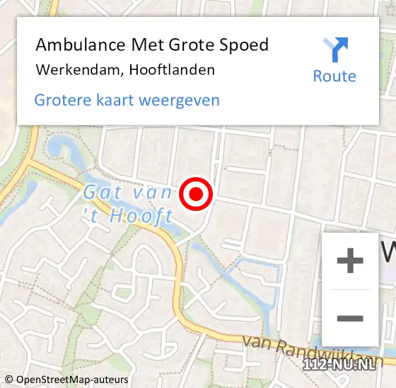 Locatie op kaart van de 112 melding: Ambulance Met Grote Spoed Naar Werkendam, Hooftlanden op 5 januari 2019 09:35