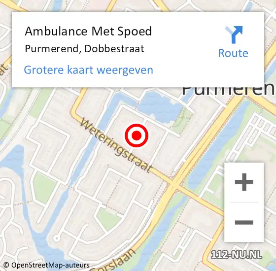 Locatie op kaart van de 112 melding: Ambulance Met Spoed Naar Purmerend, Dobbestraat op 5 januari 2019 10:09