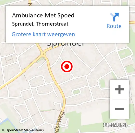 Locatie op kaart van de 112 melding: Ambulance Met Spoed Naar Sprundel, Thornerstraat op 5 januari 2019 10:44