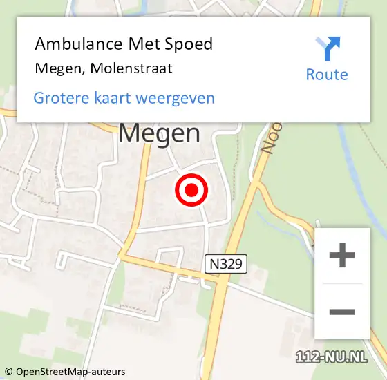 Locatie op kaart van de 112 melding: Ambulance Met Spoed Naar Megen, Molenstraat op 5 januari 2019 10:55