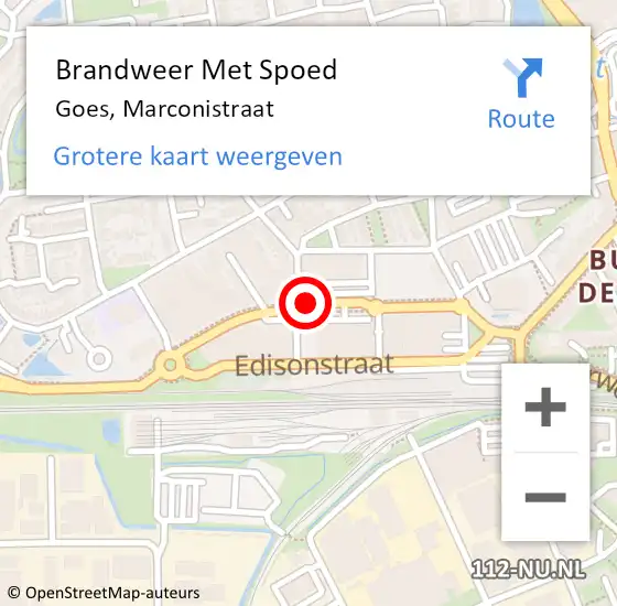 Locatie op kaart van de 112 melding: Brandweer Met Spoed Naar Goes, Marconistraat op 5 januari 2019 11:17