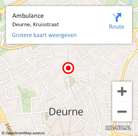 Locatie op kaart van de 112 melding: Ambulance Deurne, Kruisstraat op 5 januari 2019 11:32