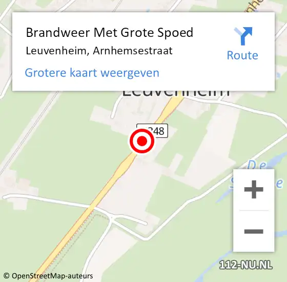 Locatie op kaart van de 112 melding: Brandweer Met Grote Spoed Naar Leuvenheim, Arnhemsestraat op 5 januari 2019 11:50