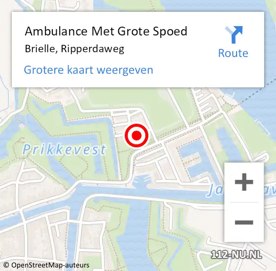 Locatie op kaart van de 112 melding: Ambulance Met Grote Spoed Naar Brielle, Ripperdaweg op 5 januari 2019 12:30