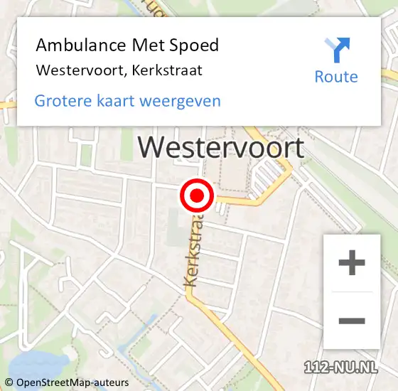 Locatie op kaart van de 112 melding: Ambulance Met Spoed Naar Westervoort, Kerkstraat op 5 januari 2019 12:34