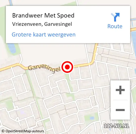 Locatie op kaart van de 112 melding: Brandweer Met Spoed Naar Vriezenveen, Garvesingel op 5 januari 2019 12:50