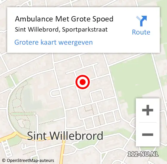 Locatie op kaart van de 112 melding: Ambulance Met Grote Spoed Naar Sint Willebrord, Sportparkstraat op 5 januari 2019 13:21