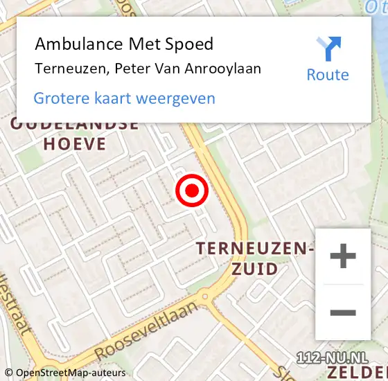 Locatie op kaart van de 112 melding: Ambulance Met Spoed Naar Terneuzen, Peter Van Anrooylaan op 5 januari 2019 13:38