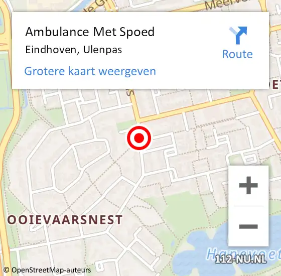 Locatie op kaart van de 112 melding: Ambulance Met Spoed Naar Eindhoven, Ulenpas op 5 januari 2019 13:53