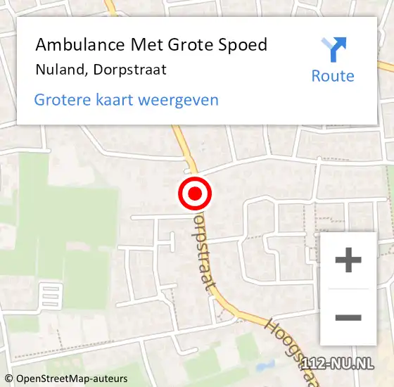 Locatie op kaart van de 112 melding: Ambulance Met Grote Spoed Naar Nuland, Dorpstraat op 5 januari 2019 14:31
