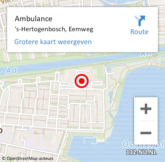 Locatie op kaart van de 112 melding: Ambulance 's-Hertogenbosch, Eemweg op 5 januari 2019 15:41