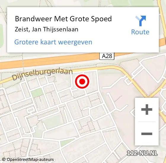 Locatie op kaart van de 112 melding: Brandweer Met Grote Spoed Naar Zeist, Jan Thijssenlaan op 5 januari 2019 15:56