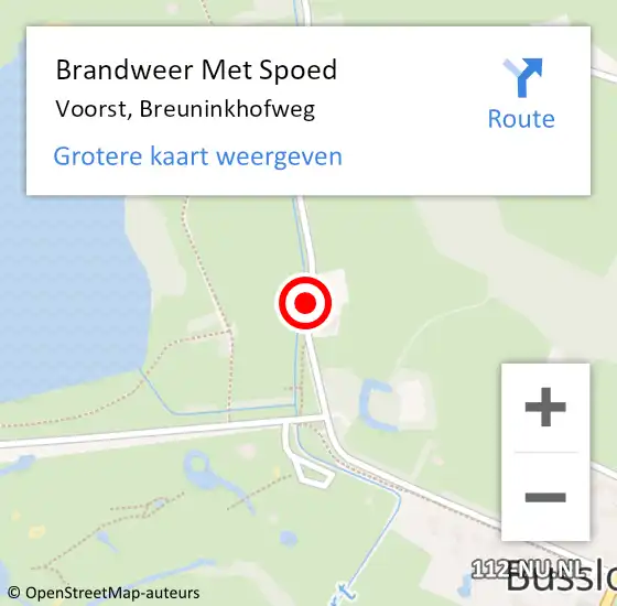 Locatie op kaart van de 112 melding: Brandweer Met Spoed Naar Voorst, Breuninkhofweg op 19 maart 2014 19:13