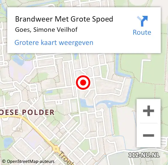 Locatie op kaart van de 112 melding: Brandweer Met Grote Spoed Naar Goes, Simone Veilhof op 5 januari 2019 17:48