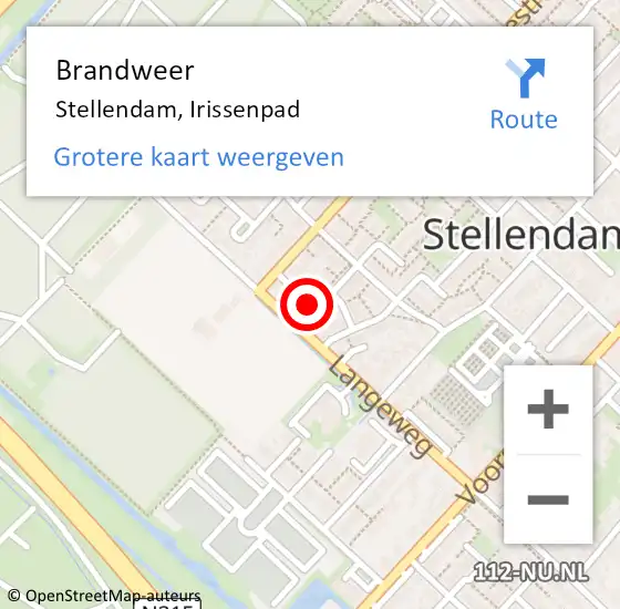 Locatie op kaart van de 112 melding: Brandweer Stellendam, Irissenpad op 5 januari 2019 17:49