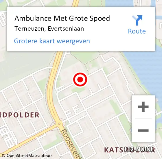 Locatie op kaart van de 112 melding: Ambulance Met Grote Spoed Naar Terneuzen, Evertsenlaan op 5 januari 2019 18:13