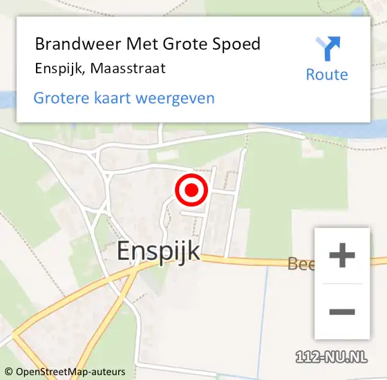 Locatie op kaart van de 112 melding: Brandweer Met Grote Spoed Naar Enspijk, Maasstraat op 5 januari 2019 19:31