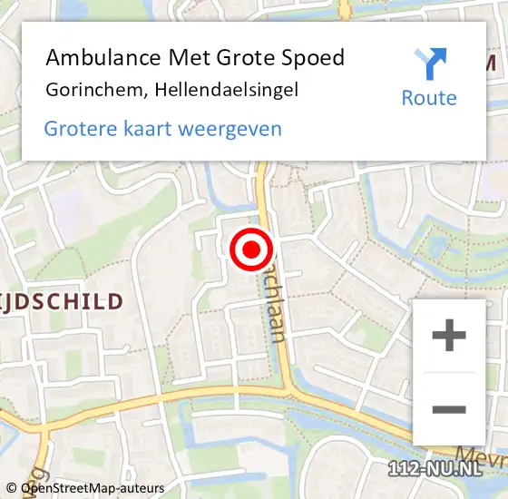 Locatie op kaart van de 112 melding: Ambulance Met Grote Spoed Naar Gorinchem, Hellendaelsingel op 5 januari 2019 19:32