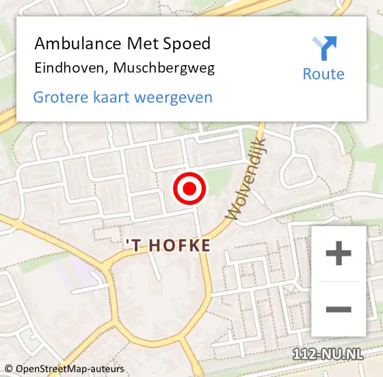 Locatie op kaart van de 112 melding: Ambulance Met Spoed Naar Eindhoven, Muschbergweg op 5 januari 2019 19:37