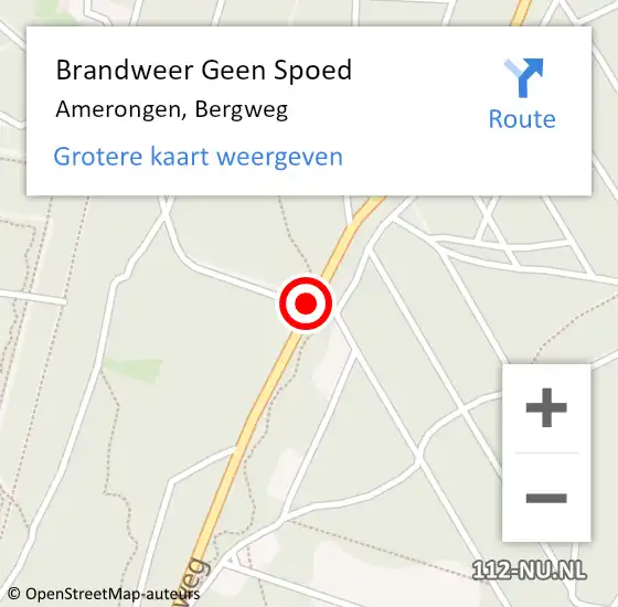 Locatie op kaart van de 112 melding: Brandweer Geen Spoed Naar Amerongen, Bergweg op 5 januari 2019 20:03