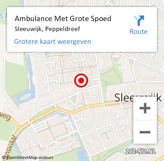 Locatie op kaart van de 112 melding: Ambulance Met Grote Spoed Naar Sleeuwijk, Peppeldreef op 5 januari 2019 20:11