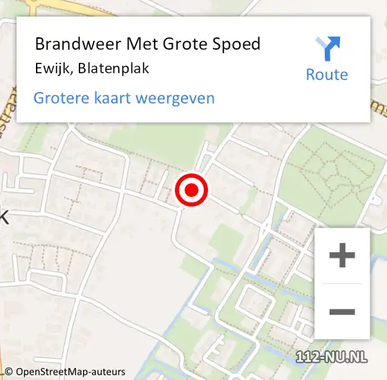 Locatie op kaart van de 112 melding: Brandweer Met Grote Spoed Naar Ewijk, Blatenplak op 5 januari 2019 20:27