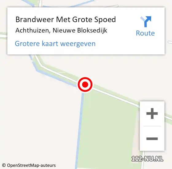 Locatie op kaart van de 112 melding: Brandweer Met Grote Spoed Naar Achthuizen, Nieuwe Bloksedijk op 5 januari 2019 20:31