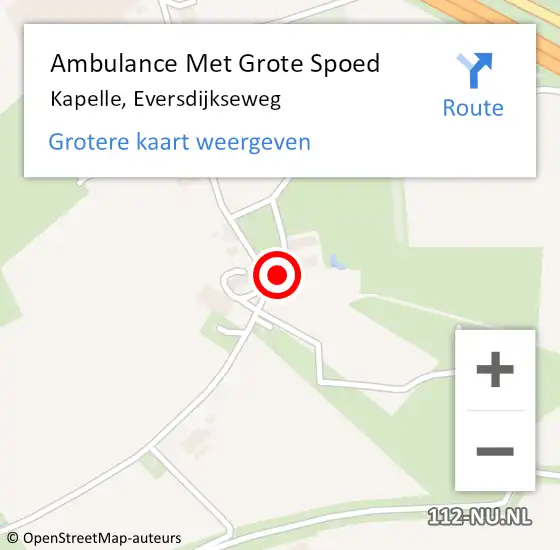 Locatie op kaart van de 112 melding: Ambulance Met Grote Spoed Naar Kapelle, Eversdijkseweg op 5 januari 2019 20:40
