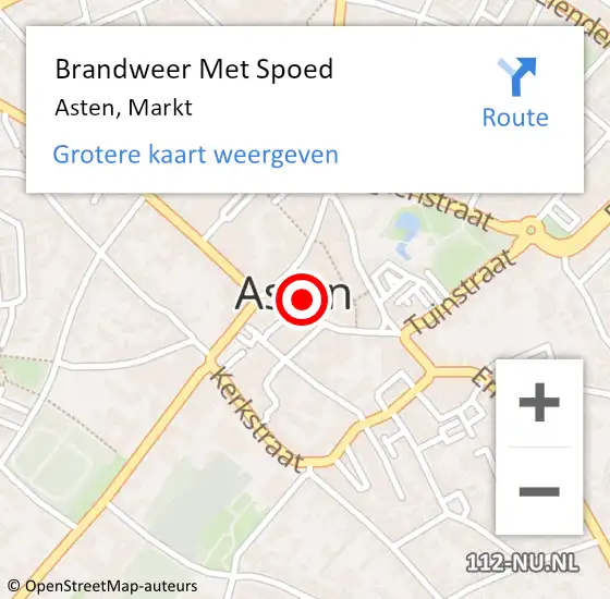 Locatie op kaart van de 112 melding: Brandweer Met Spoed Naar Asten, Markt op 5 januari 2019 20:42