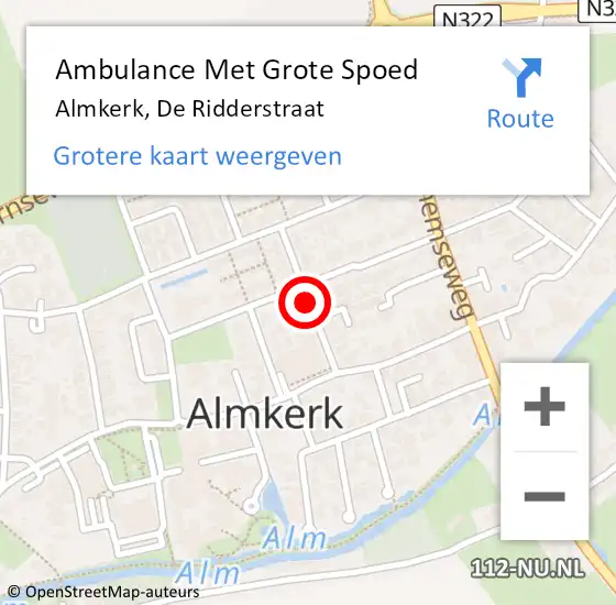 Locatie op kaart van de 112 melding: Ambulance Met Grote Spoed Naar Almkerk, De Ridderstraat op 5 januari 2019 21:17