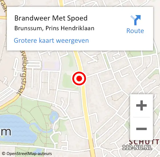 Locatie op kaart van de 112 melding: Brandweer Met Spoed Naar Brunssum, Prins Hendriklaan op 5 januari 2019 22:21
