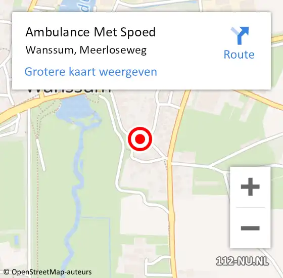 Locatie op kaart van de 112 melding: Ambulance Met Spoed Naar Wanssum, Meerloseweg op 5 januari 2019 23:49