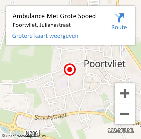 Locatie op kaart van de 112 melding: Ambulance Met Grote Spoed Naar Poortvliet, Julianastraat op 6 januari 2019 03:24