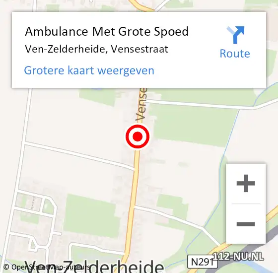 Locatie op kaart van de 112 melding: Ambulance Met Grote Spoed Naar Ven-Zelderheide, Vensestraat op 6 januari 2019 03:57