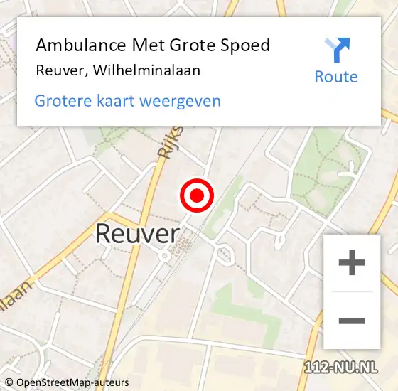 Locatie op kaart van de 112 melding: Ambulance Met Grote Spoed Naar Reuver, Wilhelminalaan op 6 januari 2019 04:16