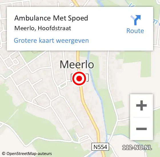 Locatie op kaart van de 112 melding: Ambulance Met Spoed Naar Meerlo, Hoofdstraat op 6 januari 2019 09:29