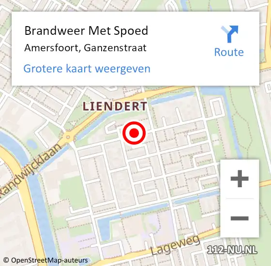 Locatie op kaart van de 112 melding: Brandweer Met Spoed Naar Amersfoort, Ganzenstraat op 6 januari 2019 09:46