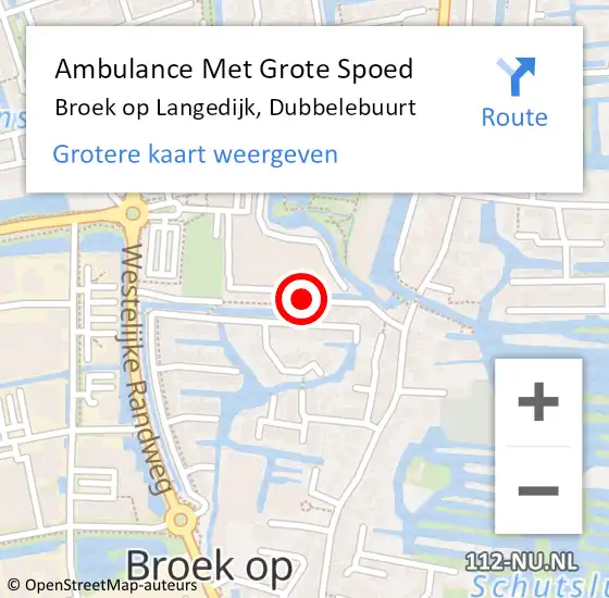 Locatie op kaart van de 112 melding: Ambulance Met Grote Spoed Naar Broek op Langedijk, Dubbelebuurt op 6 januari 2019 10:20