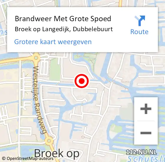 Locatie op kaart van de 112 melding: Brandweer Met Grote Spoed Naar Broek op Langedijk, Dubbelebuurt op 6 januari 2019 10:21