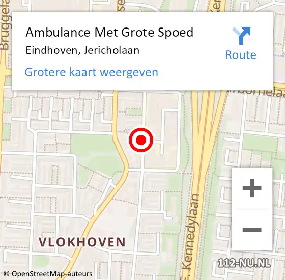 Locatie op kaart van de 112 melding: Ambulance Met Grote Spoed Naar Eindhoven, Jericholaan op 6 januari 2019 10:49