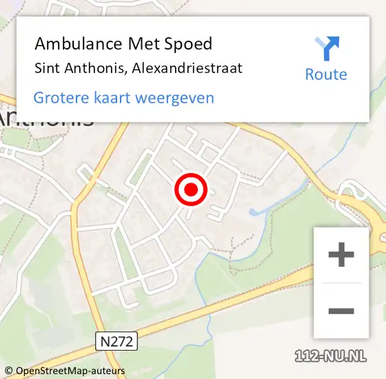 Locatie op kaart van de 112 melding: Ambulance Met Spoed Naar Sint Anthonis, Alexandriestraat op 6 januari 2019 11:40